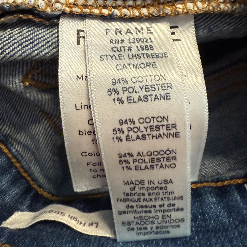 Frame Denim “Le High Straight” Distressed Cropped Jeans w/ Frayed Hems - Picture 8 of 9